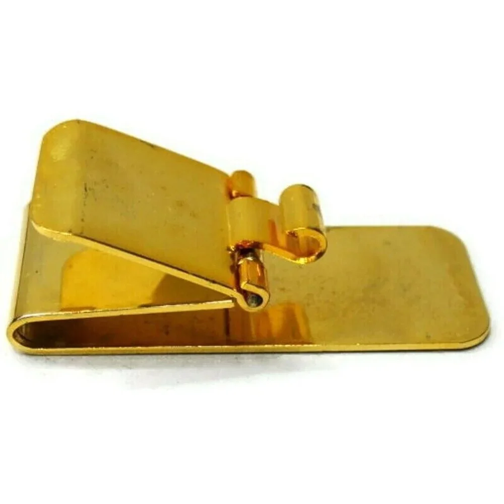 Gold Tone Engravable Money Clip Cash Holder Used